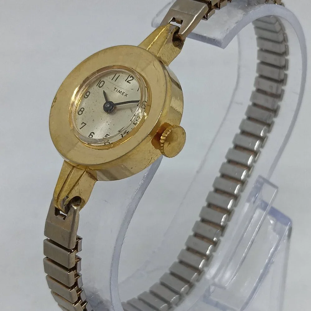 VINTAGE Timex 35D Manual Wind Women's 22mm Gold Tone Flex Band Watch